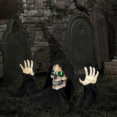 Northlight 8" LED Lighted Grim Reaper with Sound Outdoor Halloween Decoration