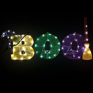 Northlight 50" LED Lighted Tinsel 'Boo' Outdoor Halloween Decoration