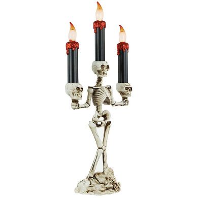 Northlight Dripping LED Candle Skeleton Halloween Candelabra Table Decor