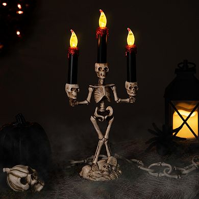 Northlight Dripping LED Candle Skeleton Halloween Candelabra Table Decor