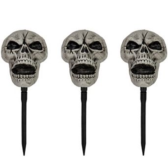 Northlight Skull Halloween Outdoor Garden Stake 3 pc Set