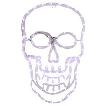 Northlight 18 in White Skull 4 Function LED Lighted Halloween Window Silhouette
