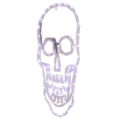 Northlight 18-in. White Skull 4 Function LED Lighted Halloween Window Silhouette