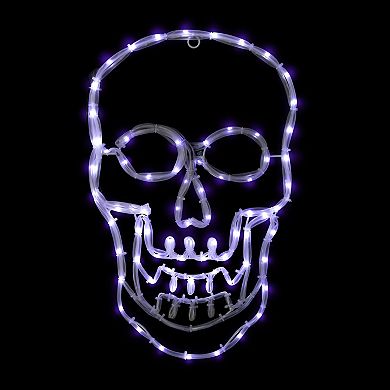 Northlight 18-in. White Skull 4 Function LED Lighted Halloween Window Silhouette