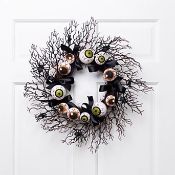 Northlight Eyeballs Spiders Halloween Twig Wreath