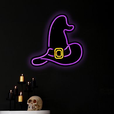 Northlight 15-in. Purple LED Lighted Neon Style Witch Hat Halloween Window Silhouette