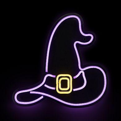 Northlight 15-in. Purple LED Lighted Neon Style Witch Hat Halloween Window Silhouette