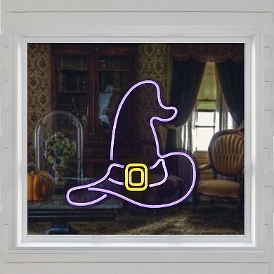 Northlight 15-in. Purple LED Lighted Neon Style Witch Hat Halloween Window Silhouette