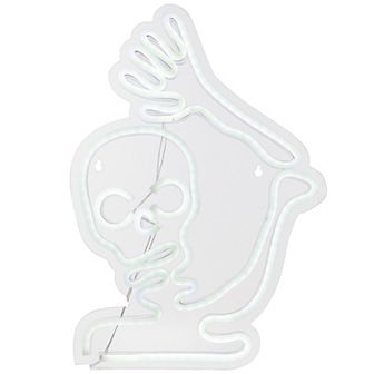 Northlight 15 in White LED Lighted Neon Style Skeleton Halloween Window Silhouette