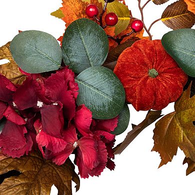 Northlight Burgundy Fall Harvest Artificial Leaves Wreath