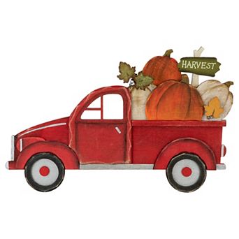 Northlight 14 in Red Truck with Pumpkins Fall Harvest Sign Decoration