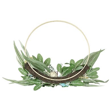 Northlight Blue Pumpkins and Foliage Thanksgiving Artificial Half Wreath 18-in.