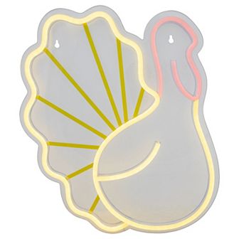 Northlight 15 in LED Lighted Neon Style Fall Harvest Turkey Window Silhouette
