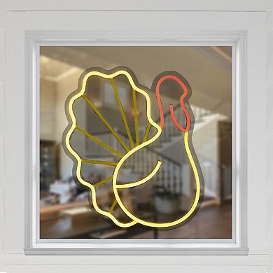 Northlight 15-in. LED Lighted Neon Style Fall Harvest Turkey Window Silhouette