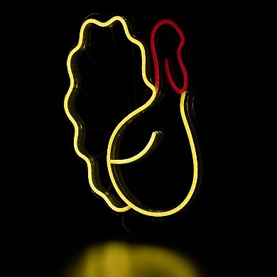 Northlight 15-in. LED Lighted Neon Style Fall Harvest Turkey Window Silhouette