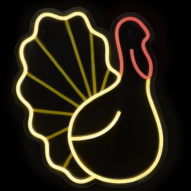 Northlight 15-in. LED Lighted Neon Style Fall Harvest Turkey Window Silhouette