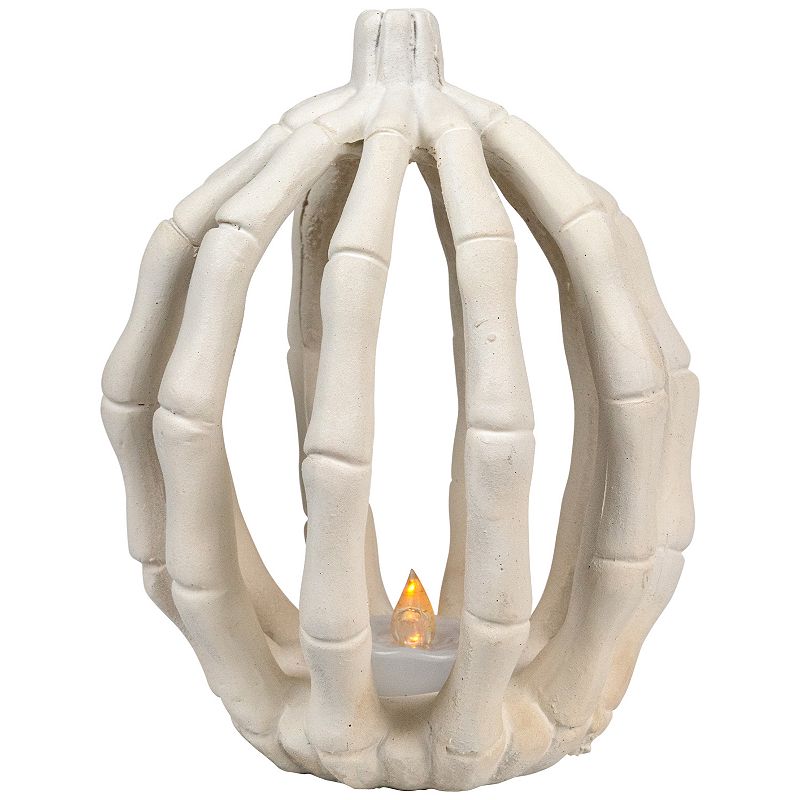 Northlight LED Skeleton Pumpkin Halloween Decor, Beige Khaki