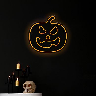 Northlight 15-in. Orange LED Lighted Neon Style Jack-O-Lantern Halloween Window Silhouette