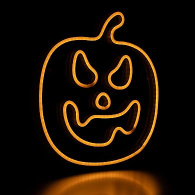Northlight 15-in. Orange LED Lighted Neon Style Jack-O-Lantern Halloween Window Silhouette