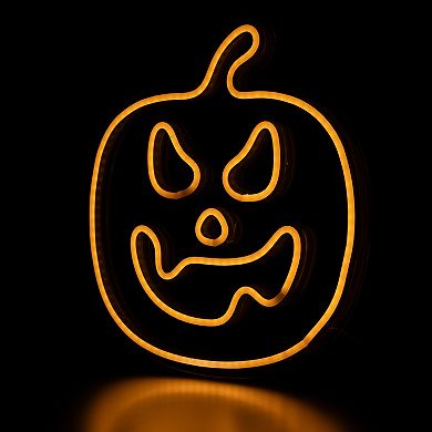 Northlight 15-in. Orange LED Lighted Neon Style Jack-O-Lantern Halloween Window Silhouette