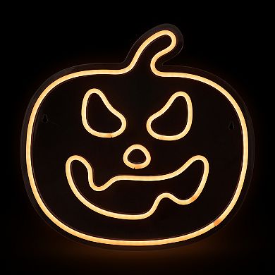 Northlight 15-in. Orange LED Lighted Neon Style Jack-O-Lantern Halloween Window Silhouette