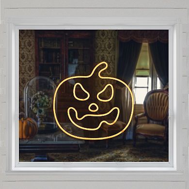 Northlight 15-in. Orange LED Lighted Neon Style Jack-O-Lantern Halloween Window Silhouette