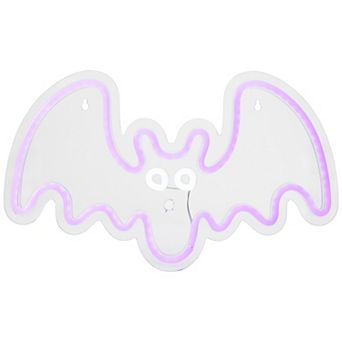 Northlight 15 in Purple LED Lighted Neon Style Purple Bat Halloween Window Silhouette