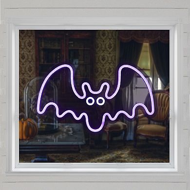 Northlight 15-in. Purple LED Lighted Neon Style Purple Bat Halloween Window Silhouette