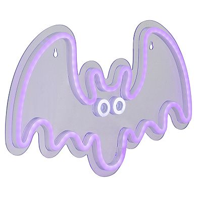 Northlight 15-in. Purple LED Lighted Neon Style Purple Bat Halloween Window Silhouette