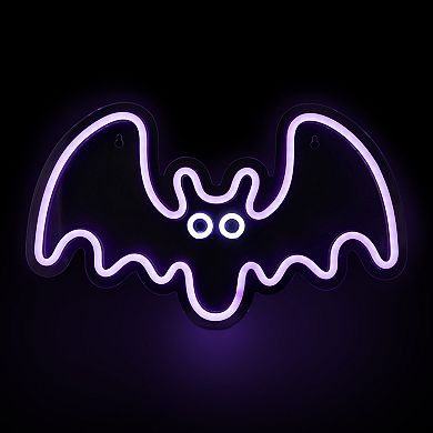 Northlight 15-in. Purple LED Lighted Neon Style Purple Bat Halloween Window Silhouette