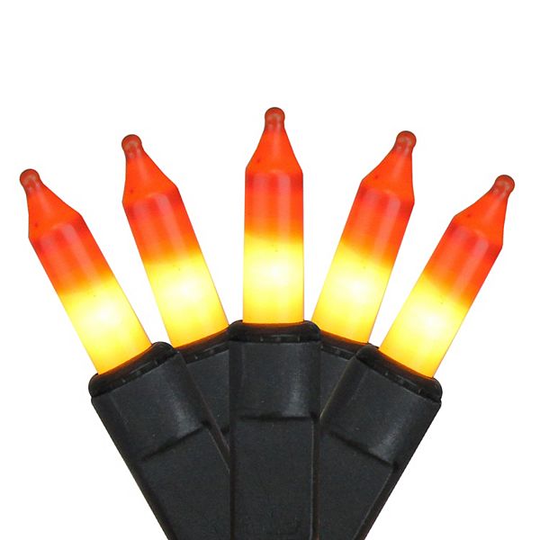 Northlight 50-Count Yellow and Orange Candy Corn Mini Halloween Light Set, Black Wire