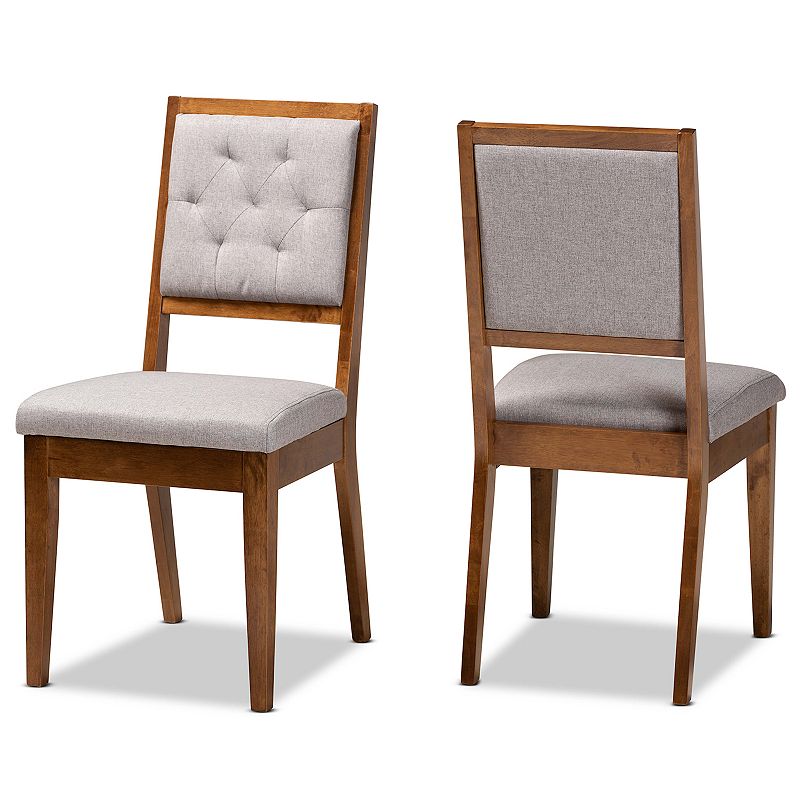 Baxton Studio Gideon Dining Chair 2-piece Set, Gray Brown Brown