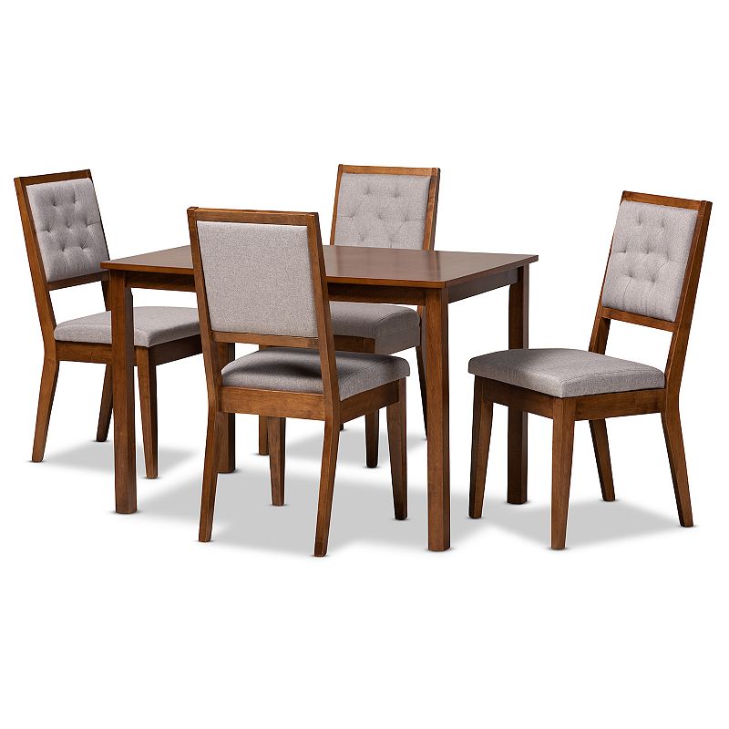 Baxton Studio Suvi Dining Table & Chairs 5-piece Set, Grey