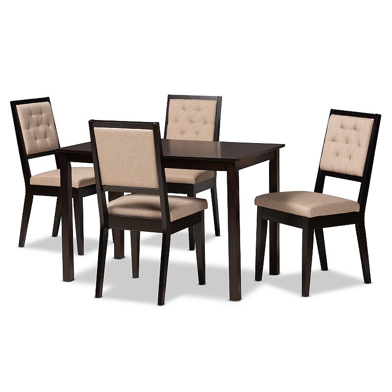 Baxton Studio Suvi Dining Table & Chairs 5-piece Set, Brown