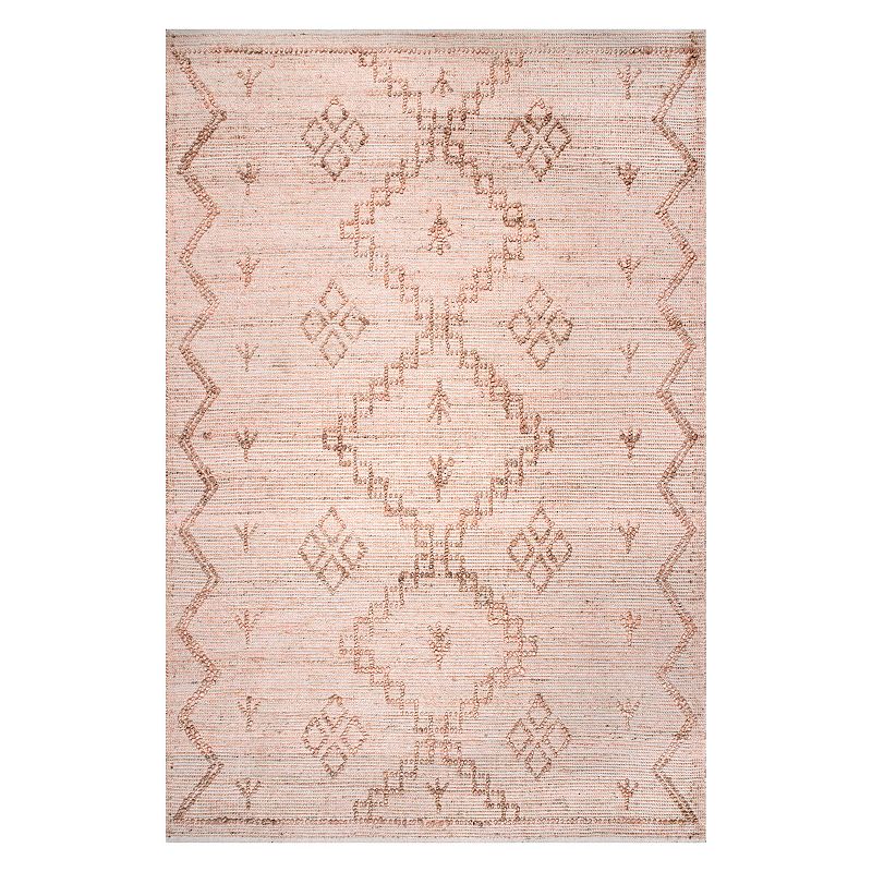 nuLOOM Julianne Handmade High-Low Jute Moroccan Area Rug, Pink, 8X10 Ft