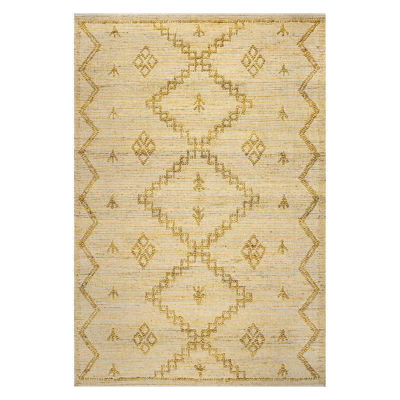 nuLOOM Julianne Handmade High-Low Jute Moroccan Area Rug, Yellow, 6X9 Ft