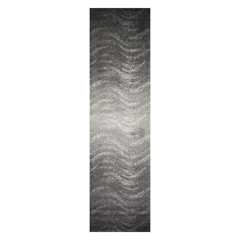 nuLOOM Julene Abstract Waves Rug, Black, 8Ft Rnd