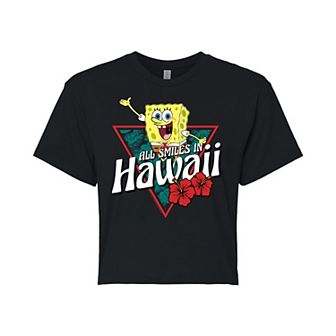Juniors' Nicklodeon SpongeBob SquarePants Hawaii Cropped Graphic Tee