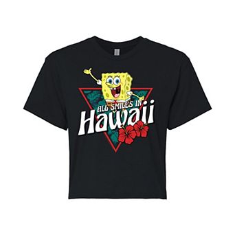 Juniors' Nicklodeon SpongeBob SquarePants Hawaii Cropped Graphic Tee