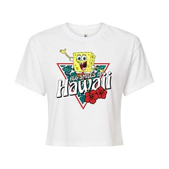 Juniors' Nicklodeon SpongeBob SquarePants Hawaii Cropped Graphic Tee