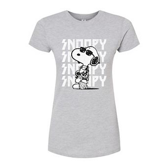 Juniors' Peanuts Charlie Brown & Snoopy Rock Name Fitted Graphic Tee