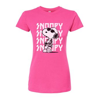 Juniors' Peanuts Charlie Brown & Snoopy Rock Name Fitted Graphic Tee