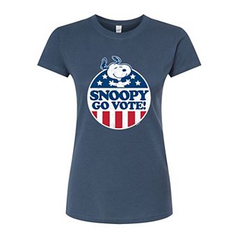 Juniors' Peanuts Charlie Brown & Snoopy Go Vote Fitted Graphic Tee