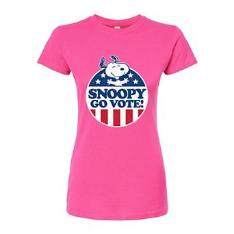 Juniors' Peanuts Charlie Brown & Snoopy Go Vote Fitted Graphic Tee