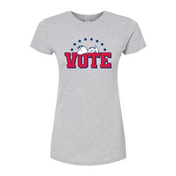 Juniors' Peanuts Charlie Brown & Snoopy Vote Fitted Graphic Tee
