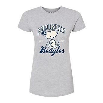 Juniors' Peanuts Charlie Brown & Snoopy Brooklyn Beagles Fitted Graphic Tee