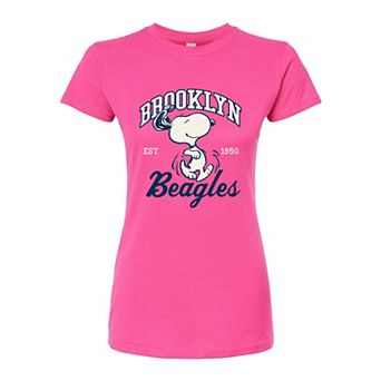 Juniors' Peanuts Charlie Brown & Snoopy Brooklyn Beagles Fitted Graphic Tee