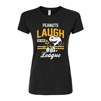 Juniors' Peanuts Charlie Brown & Snoopy Laugh League Fitted Graphic Tee