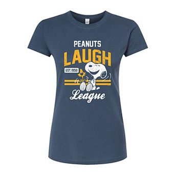 Juniors' Peanuts Charlie Brown & Snoopy Laugh League Fitted Graphic Tee