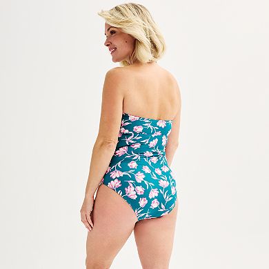 Women's Draper James™ Bow Front Bandeau One-Piece Swimsuit With Removable Straps